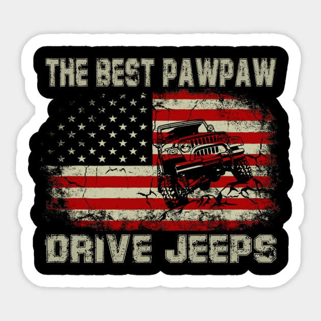 The Best Papaw Drive Jeeps American Flag Jeep Sticker by Jane Sky